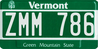VT license plate ZMM786