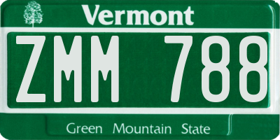 VT license plate ZMM788
