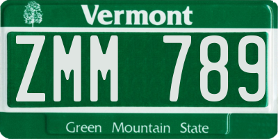 VT license plate ZMM789