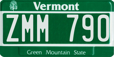 VT license plate ZMM790