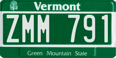 VT license plate ZMM791