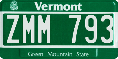 VT license plate ZMM793