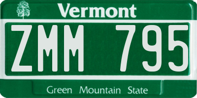 VT license plate ZMM795