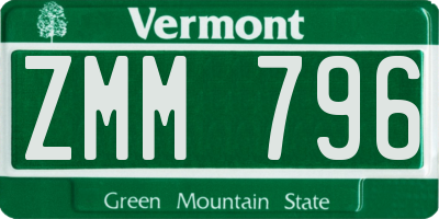 VT license plate ZMM796