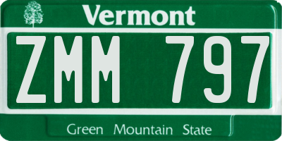 VT license plate ZMM797