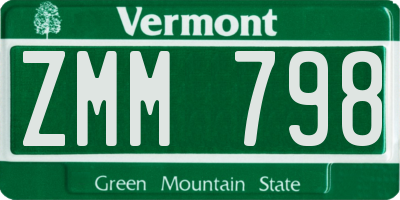 VT license plate ZMM798