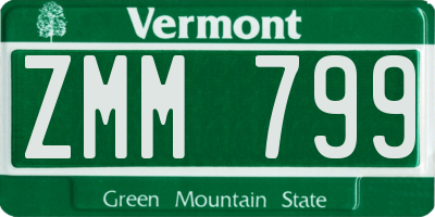VT license plate ZMM799