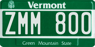 VT license plate ZMM800