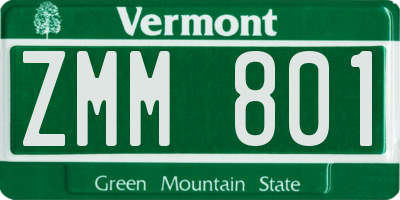 VT license plate ZMM801