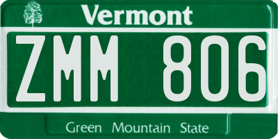 VT license plate ZMM806
