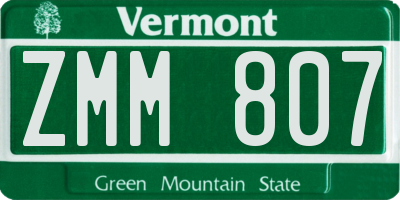 VT license plate ZMM807