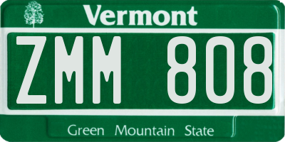 VT license plate ZMM808