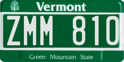 VT license plate ZMM810