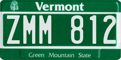 VT license plate ZMM812