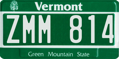 VT license plate ZMM814