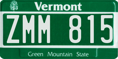 VT license plate ZMM815