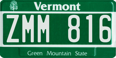VT license plate ZMM816