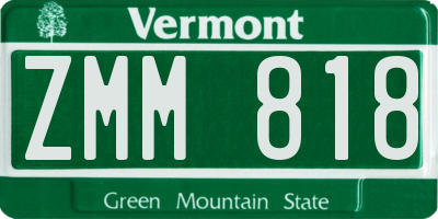 VT license plate ZMM818