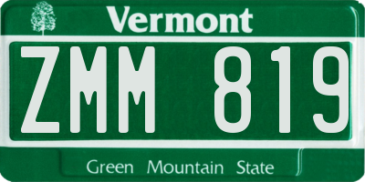 VT license plate ZMM819