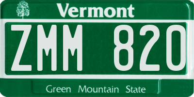 VT license plate ZMM820