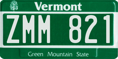 VT license plate ZMM821