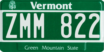 VT license plate ZMM822