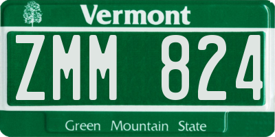 VT license plate ZMM824