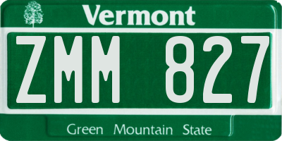VT license plate ZMM827