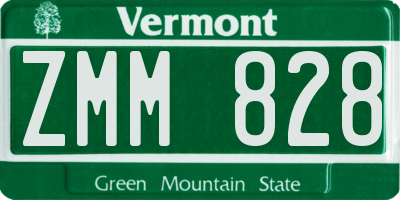 VT license plate ZMM828