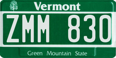 VT license plate ZMM830