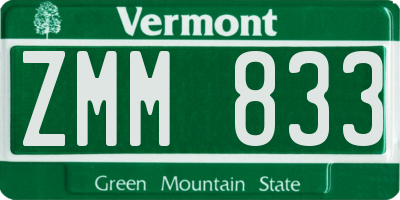 VT license plate ZMM833