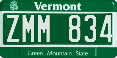 VT license plate ZMM834