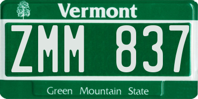 VT license plate ZMM837