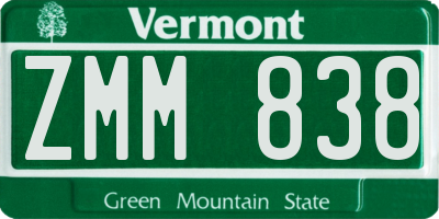 VT license plate ZMM838