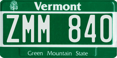 VT license plate ZMM840