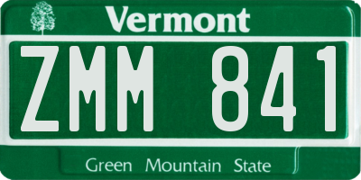 VT license plate ZMM841
