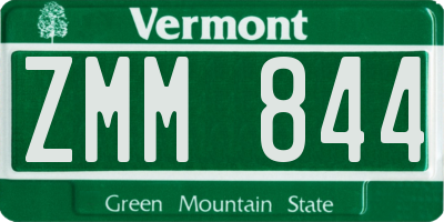 VT license plate ZMM844