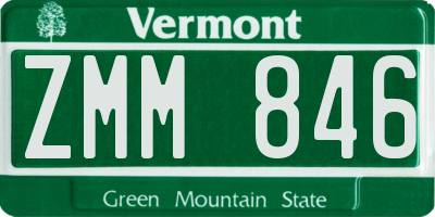 VT license plate ZMM846