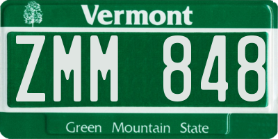 VT license plate ZMM848