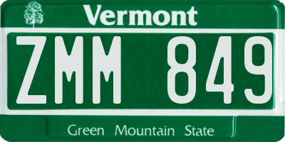 VT license plate ZMM849