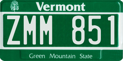 VT license plate ZMM851