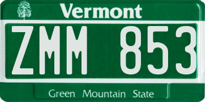 VT license plate ZMM853