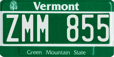 VT license plate ZMM855