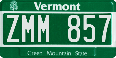 VT license plate ZMM857