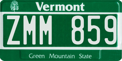 VT license plate ZMM859