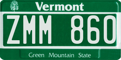 VT license plate ZMM860