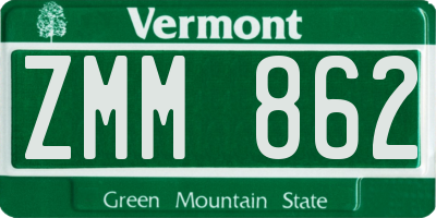 VT license plate ZMM862