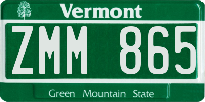 VT license plate ZMM865