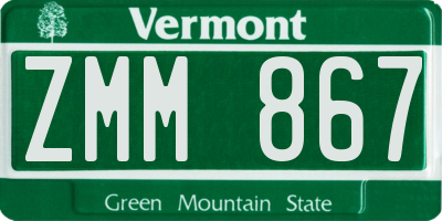 VT license plate ZMM867