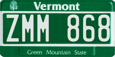 VT license plate ZMM868